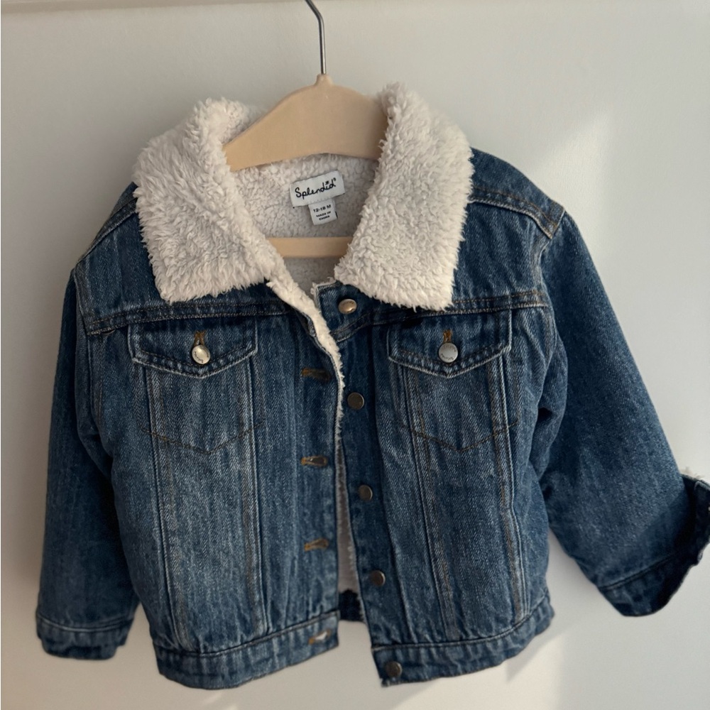 Unbranded Kids Blue Denim Jacket with White Sherpa Collar - Picture 6 of 7